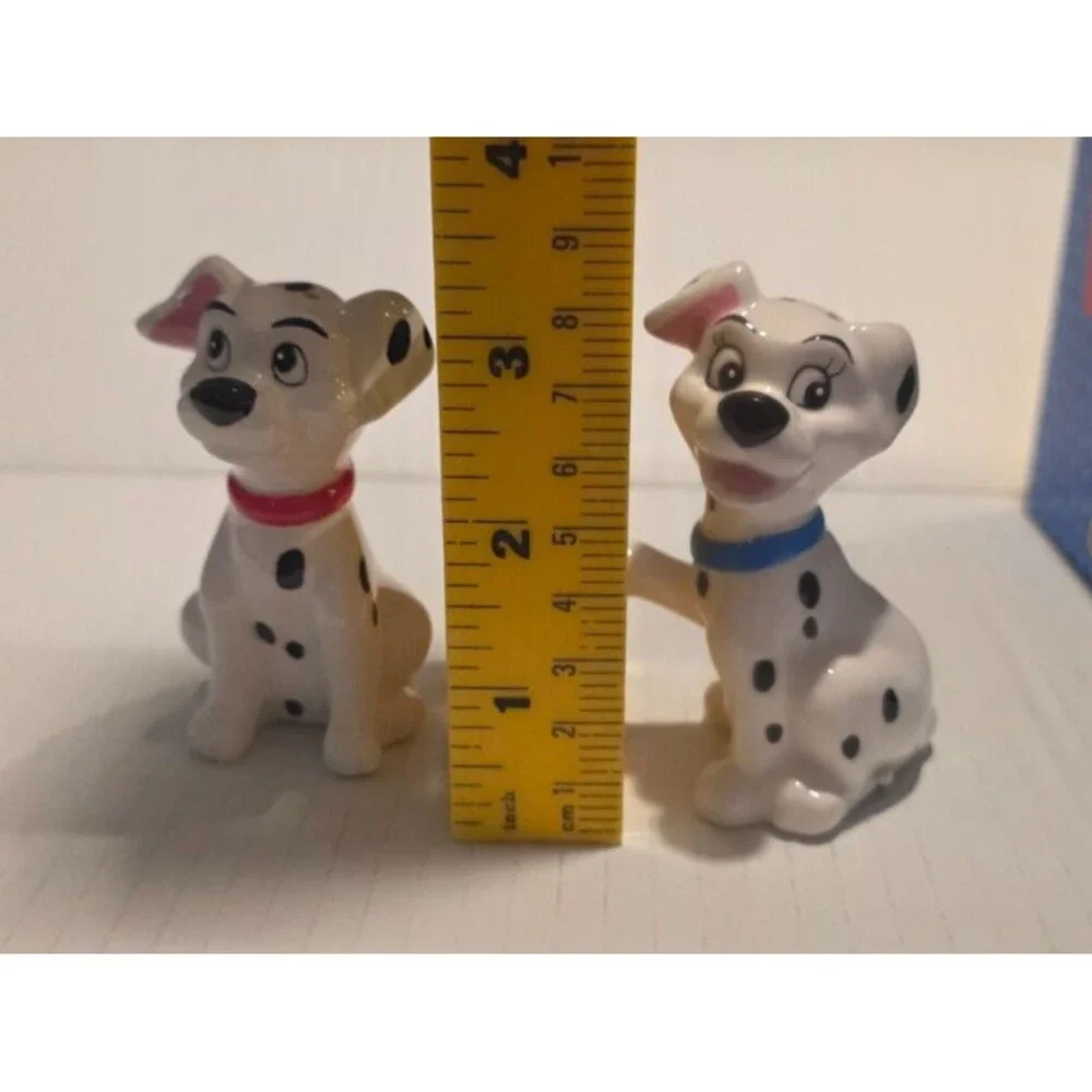101 Dalmatians Patch & Lucky Ceramic Figures Salt & Pepper Shakers VTG Gift Box